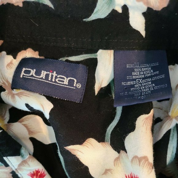 Puritan Men's Size XL Rayon Camp Shirt Tropical Floral Hawaiian Button Up - Picture 4 of 7